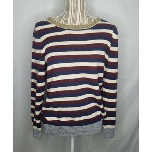 Chaser Womens Top Size M Striped Metallic Deconstructed Cut Outs Cotton Cashmere